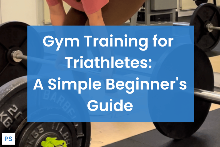 Beginner triathlete performing a deadlift with a barbell during gym training